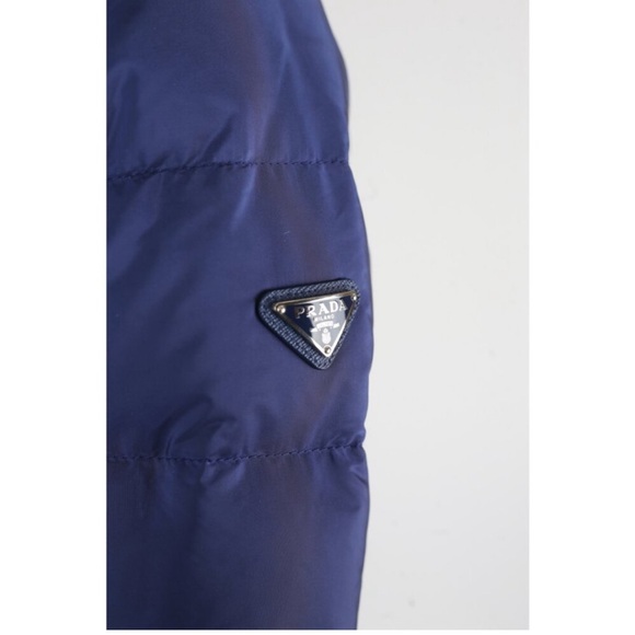 Prada Slimming Down Puffer Jacket w/ Hood Size 42 Medium Blue - Picture 5 of 10
